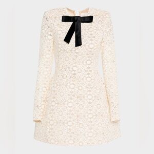 Bronx & Banco Courtney Blanc Lace Mini Dress with Velvet Bow XS